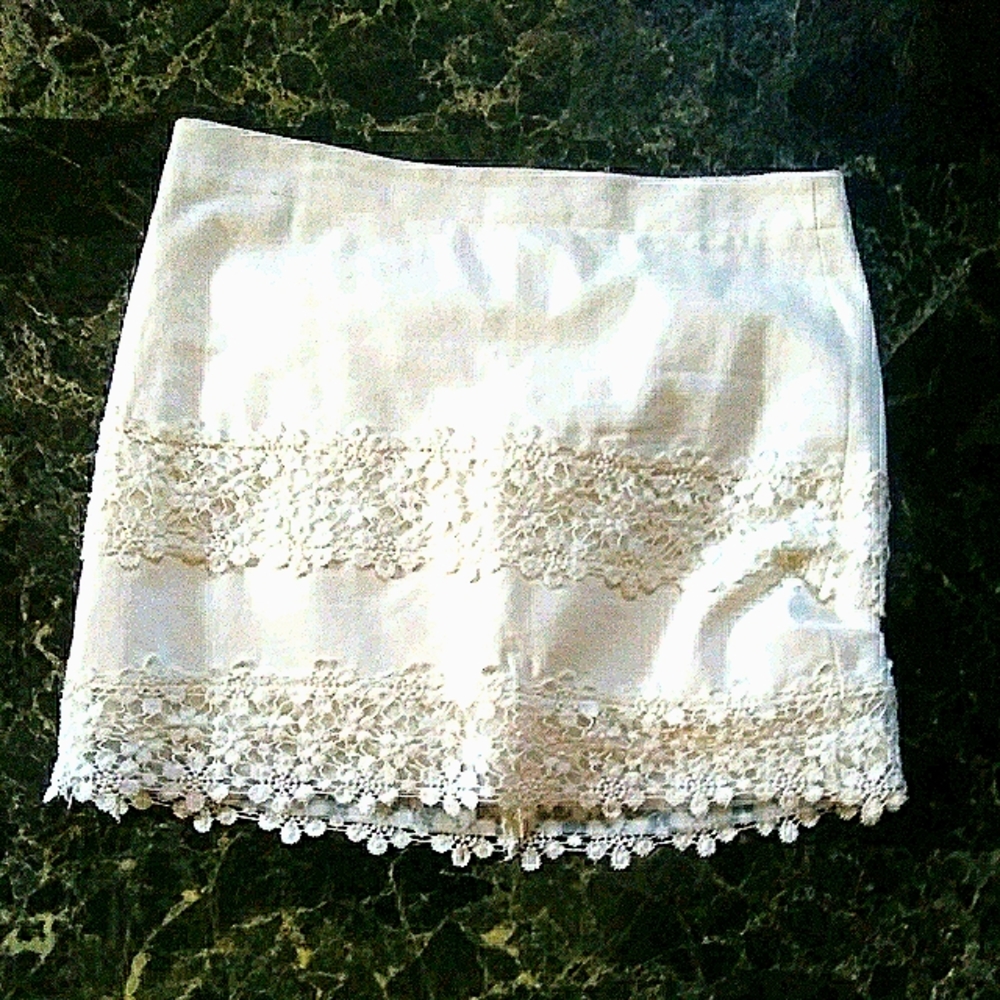 - J.crew lace applique skirt